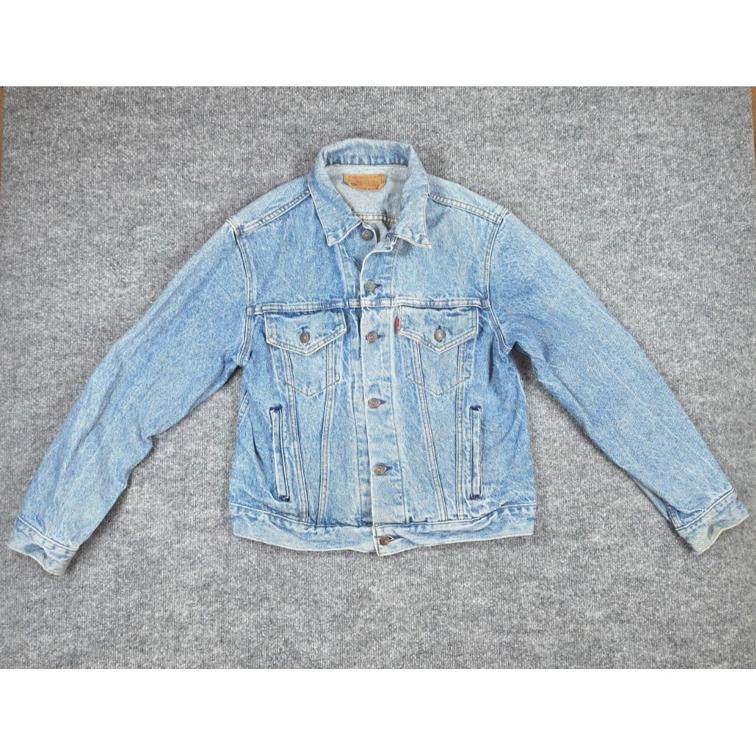 Vtg 80s Levi's 70508 0214 Acid Wash Denim Trucker Jacket Size 42b Boxy Fit Usa